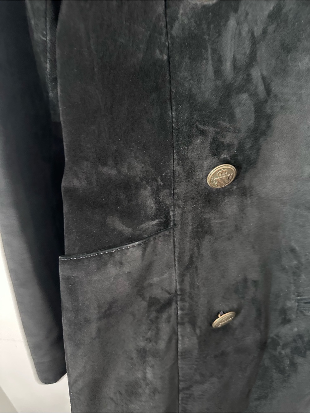 Vintage Danier Leather Jacket Double Breasted Suede 90s Preppy Shoulder Pads - Picture 9 of 15
